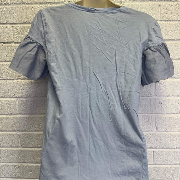 Women's Blue Ruffle Sleeve Top - Picture 7 of 11